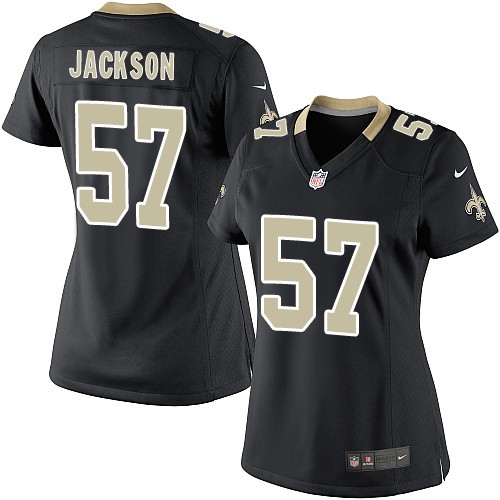Women's Elite Rickey Jackson Nike Jersey Black Home - #57 NFL New Orleans Saints